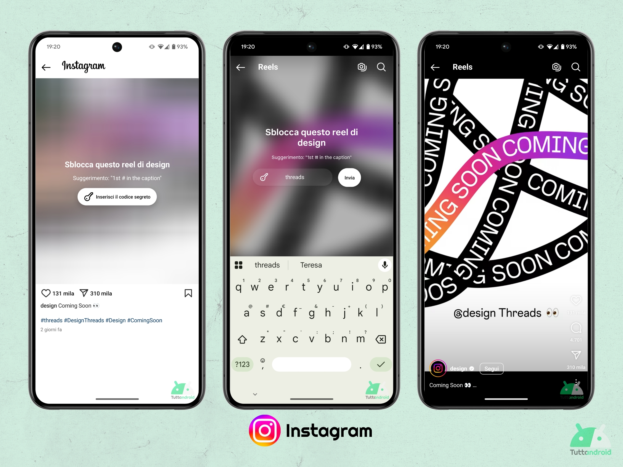 Instagram - teaser Reel bloccati da codice segreto