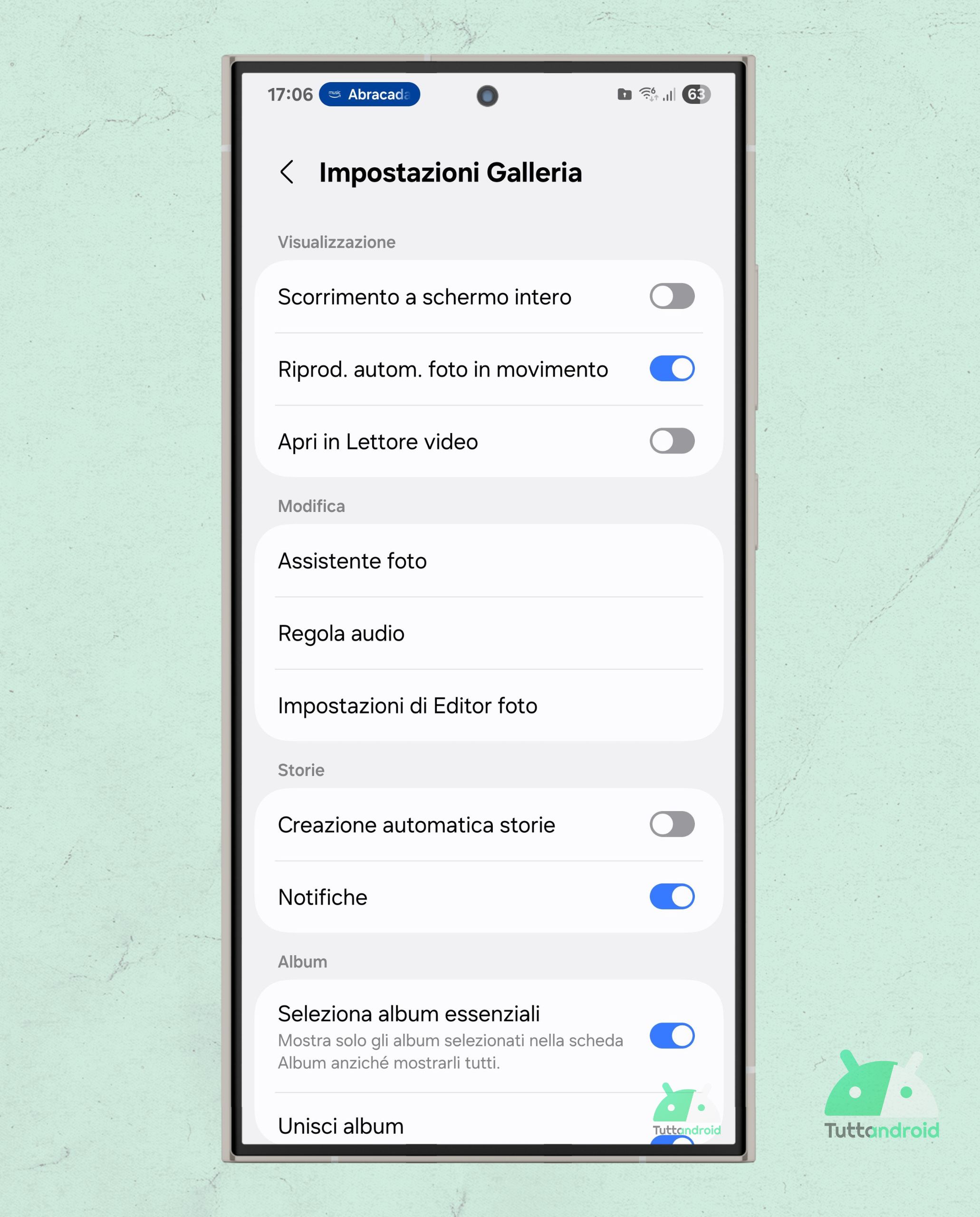 Samsung Galaxy S24 Ultra - One UI 7 - Area Personale - Galleria - Impostazioni