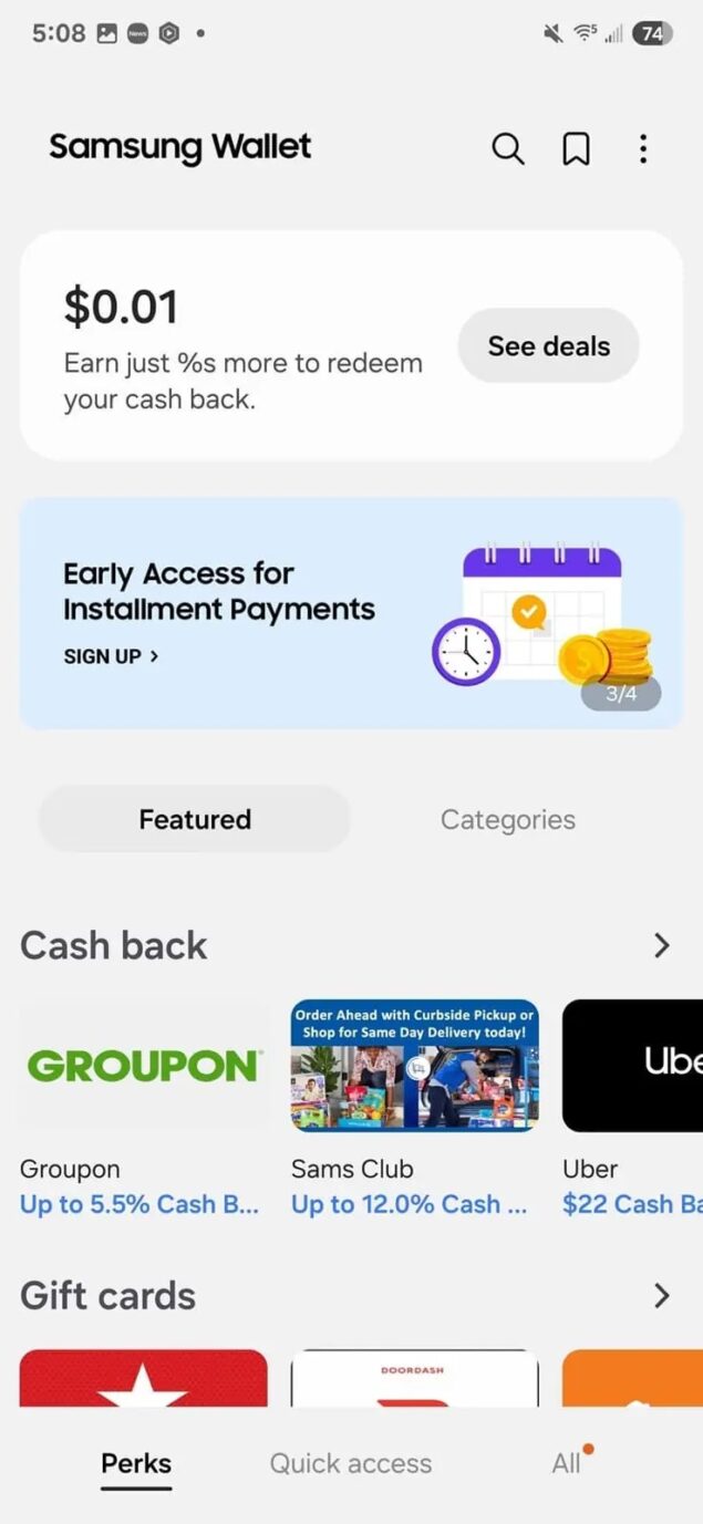 pagamento a rate con Samsung Wallet