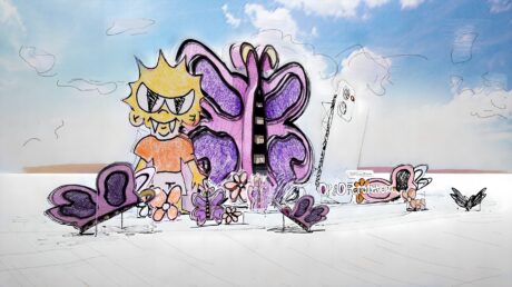 Installazione pop-up a Milano, Sketch di Valallà con Butterfly Design