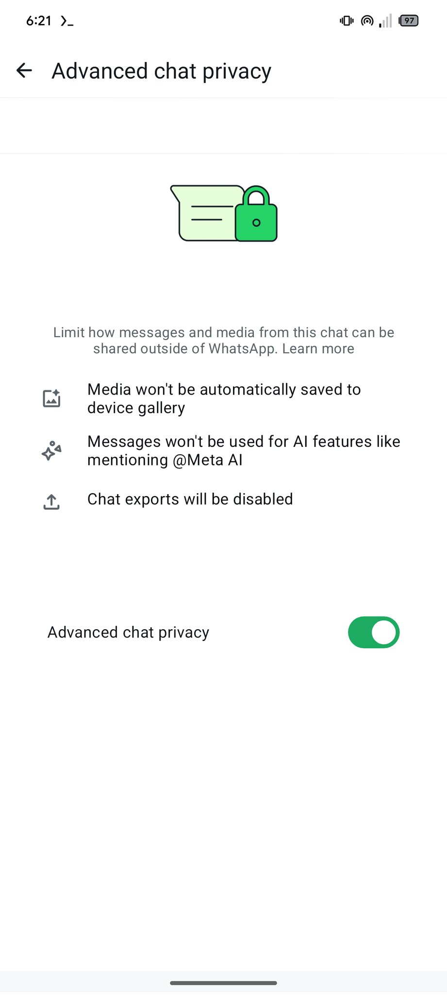 WhatsApp Beta 2.25.10.21 - Advanced Chat Privacy