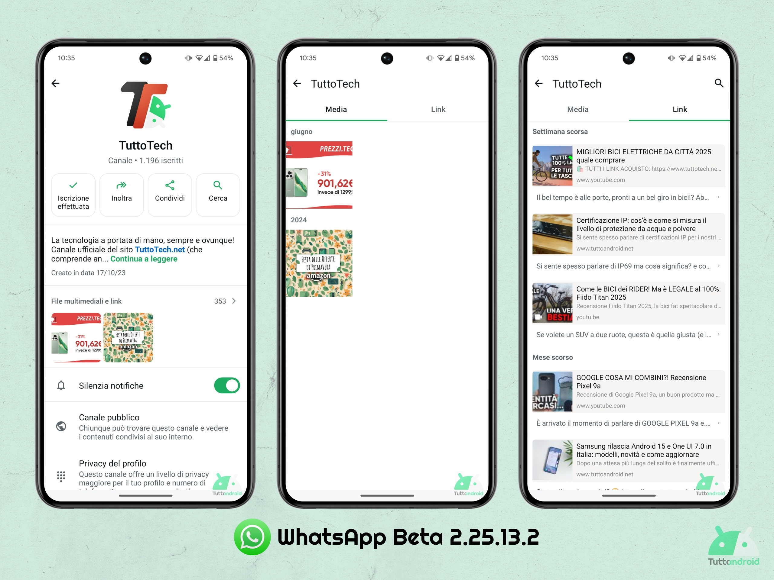 WhatsApp Beta 2.25.13.2 per Android - Media e Link canali