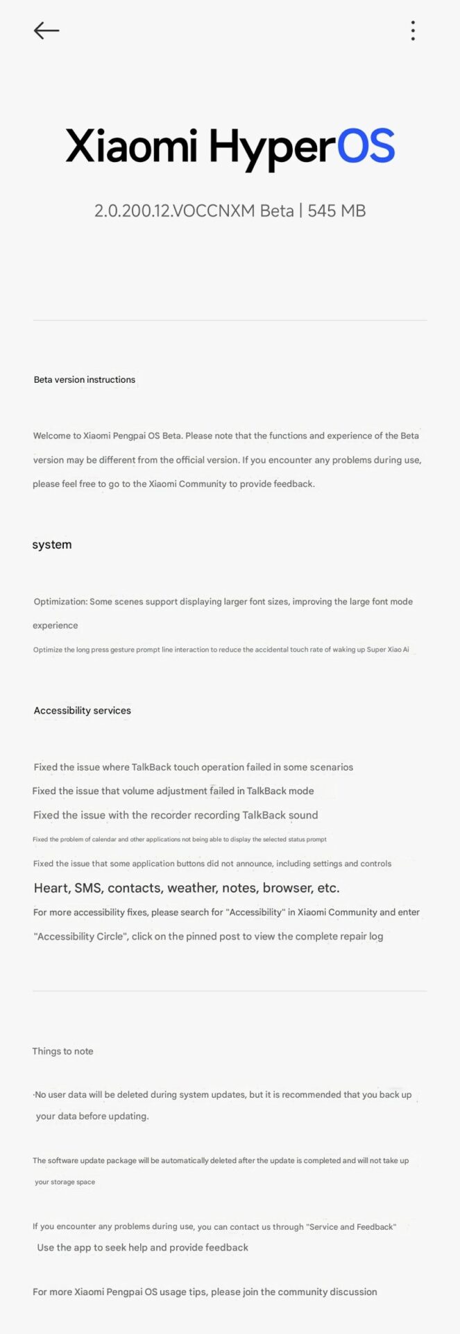 Xiaomi HyperOS 2.2 beta 3 - changelog XiaomiTime