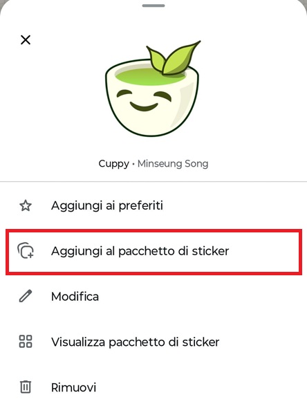 aggiungi sticker