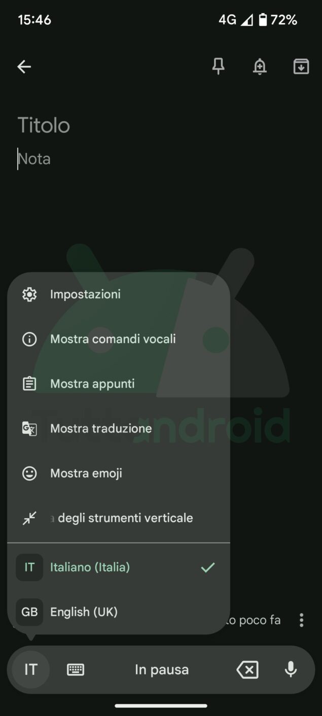 gboard digitazione vocale
