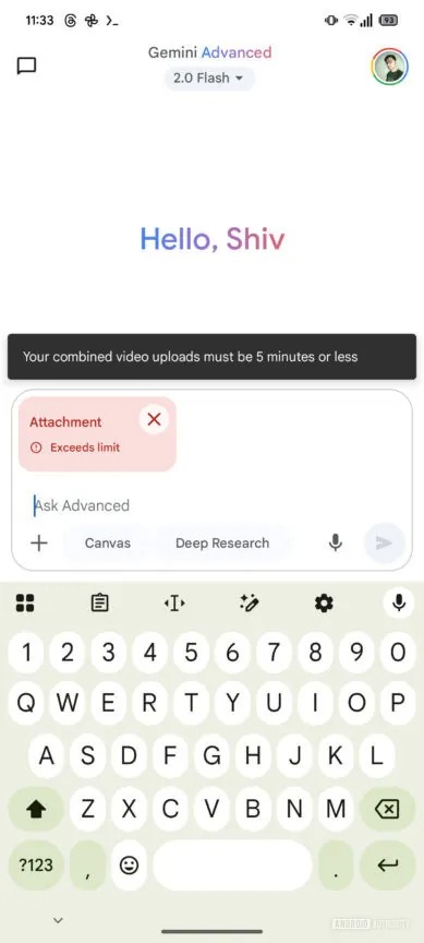 google gemini caricamento video limite 5 minuti