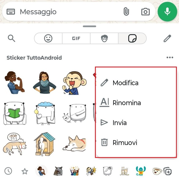 modifica sticker