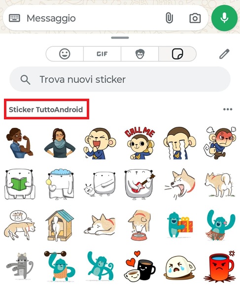 pacchetto sticker