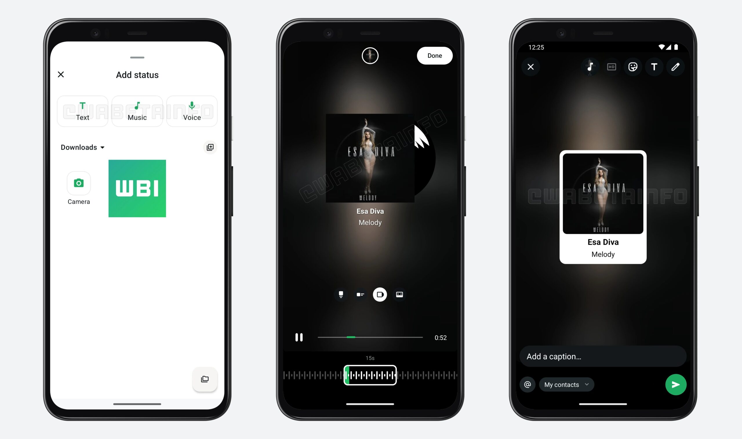 whatsapp beta scorciatoia musica stato