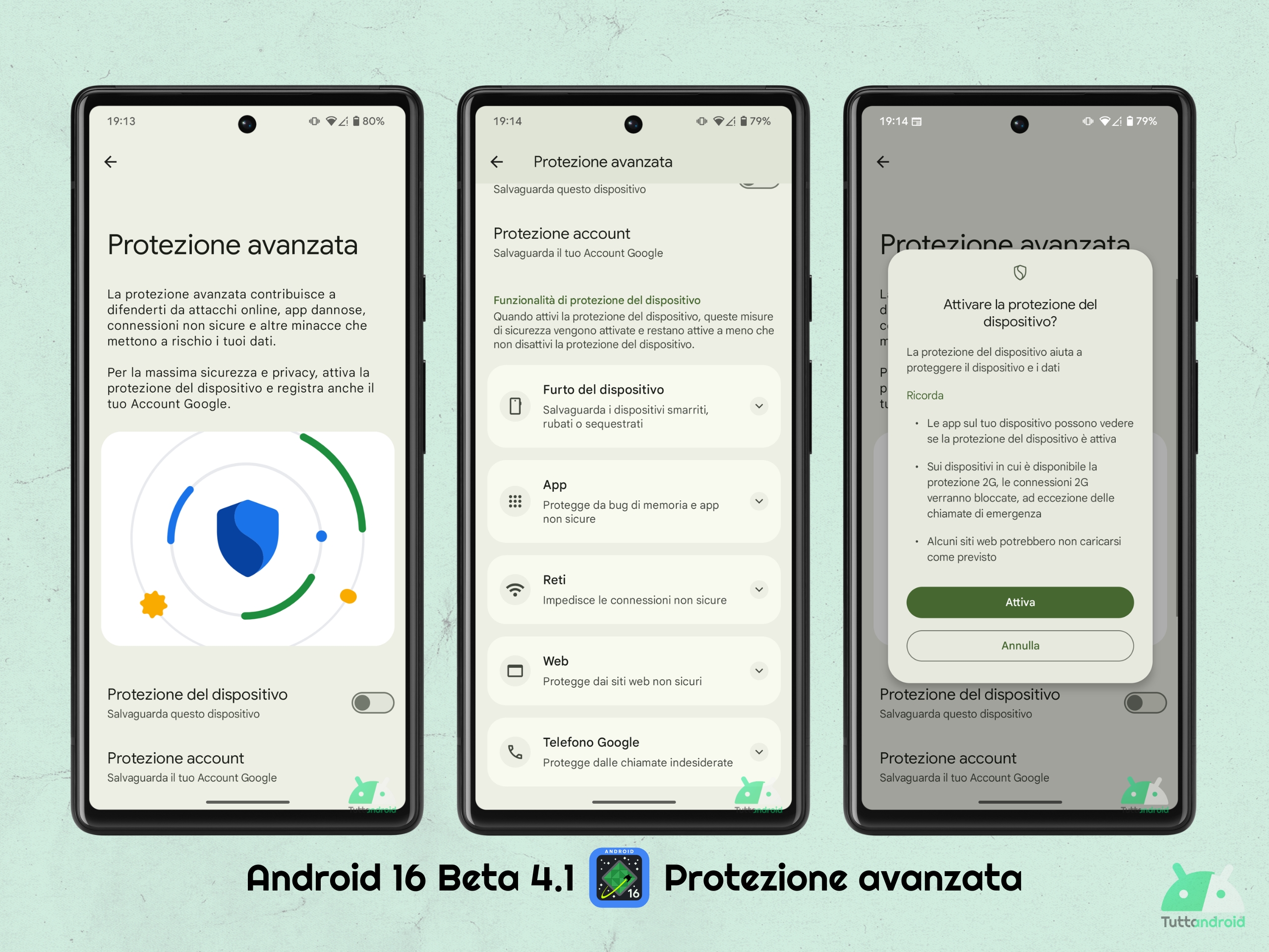 Android 16 - Beta 4.1 - Sicuezza e privacy - Protezione avanzata