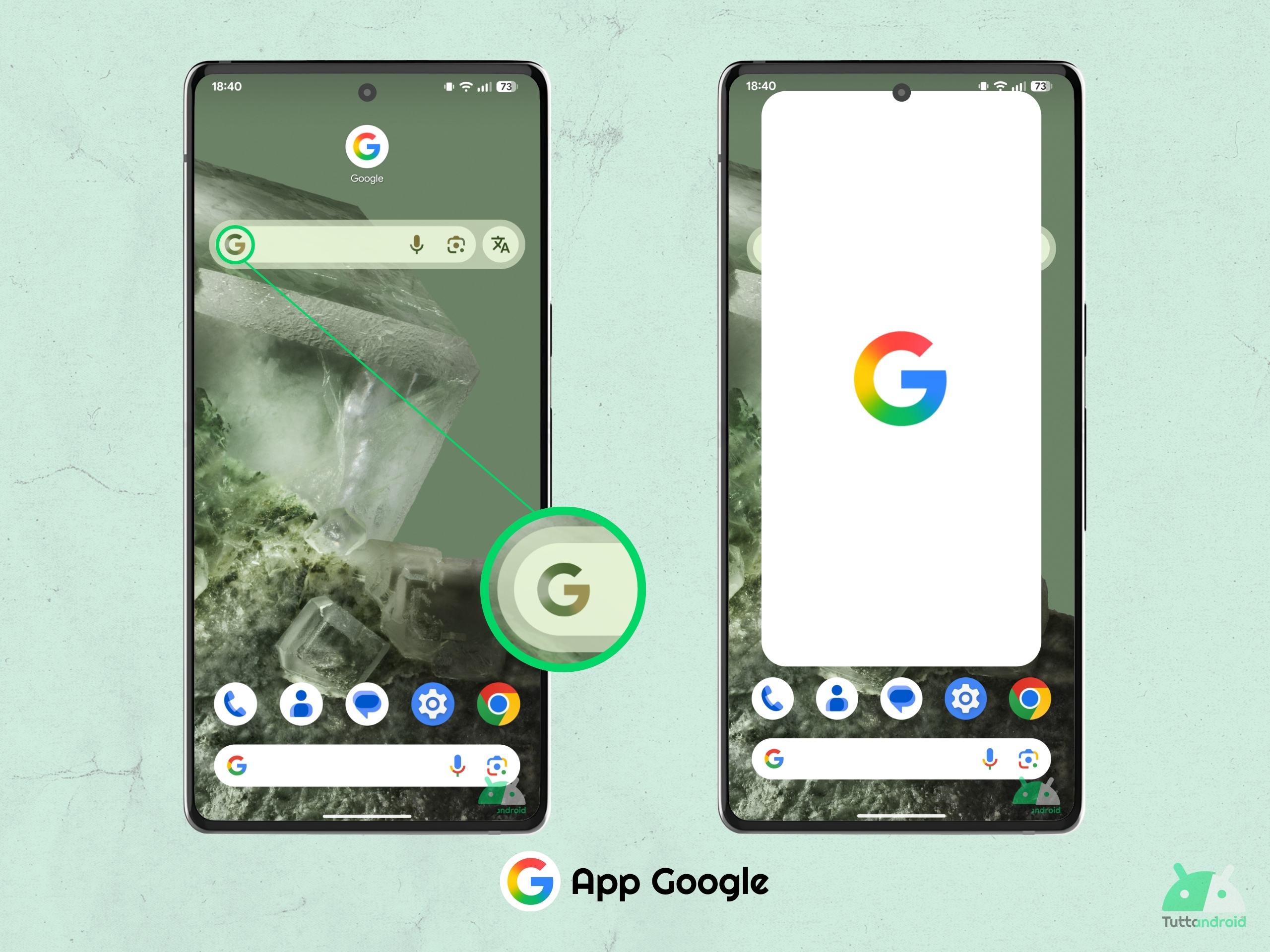 App Google per Android - Nuova Big G icona, widget Ricerca e splash screen tta