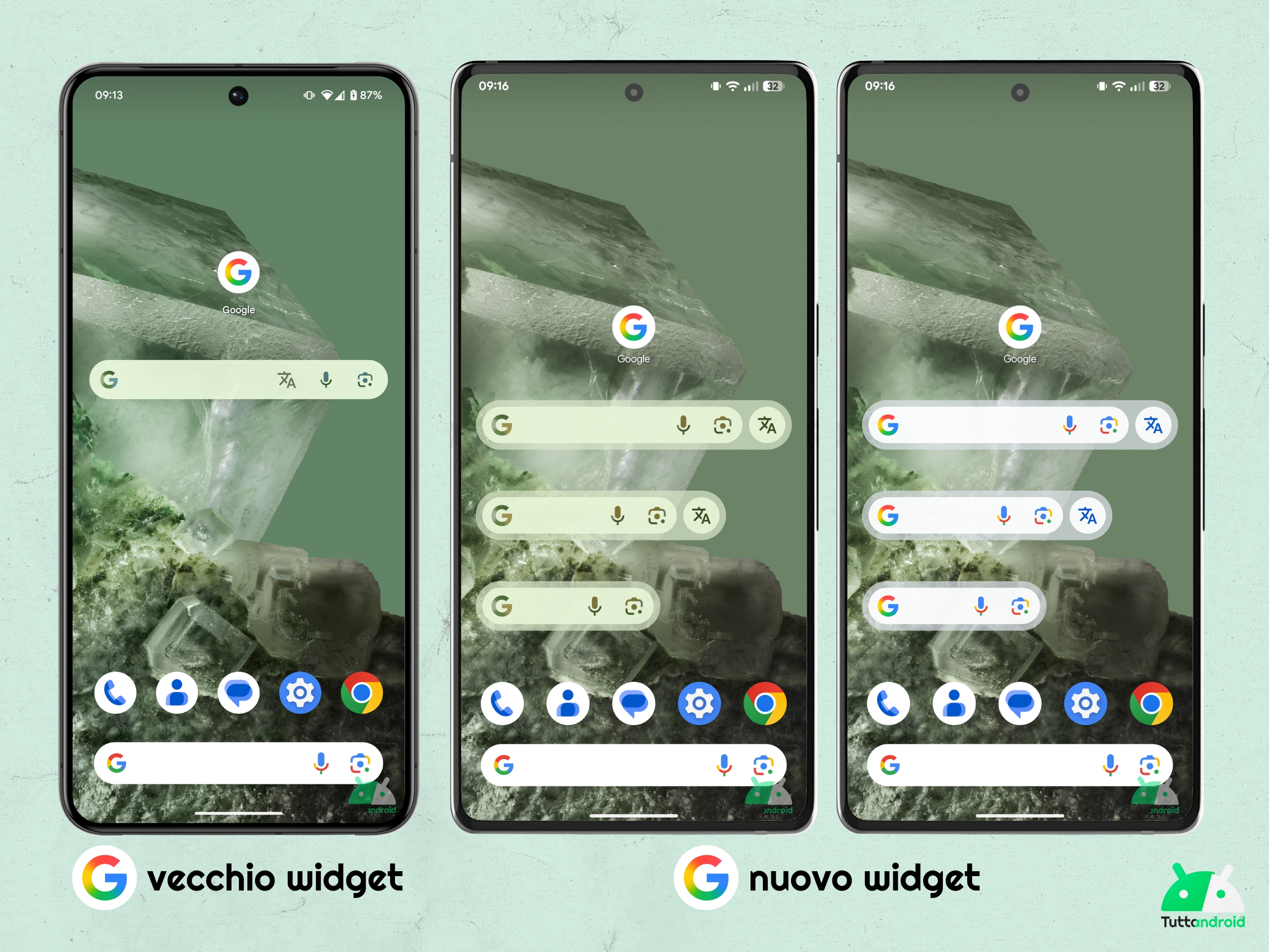 App Google v16.19 - nuovo design widget Ricerca Google