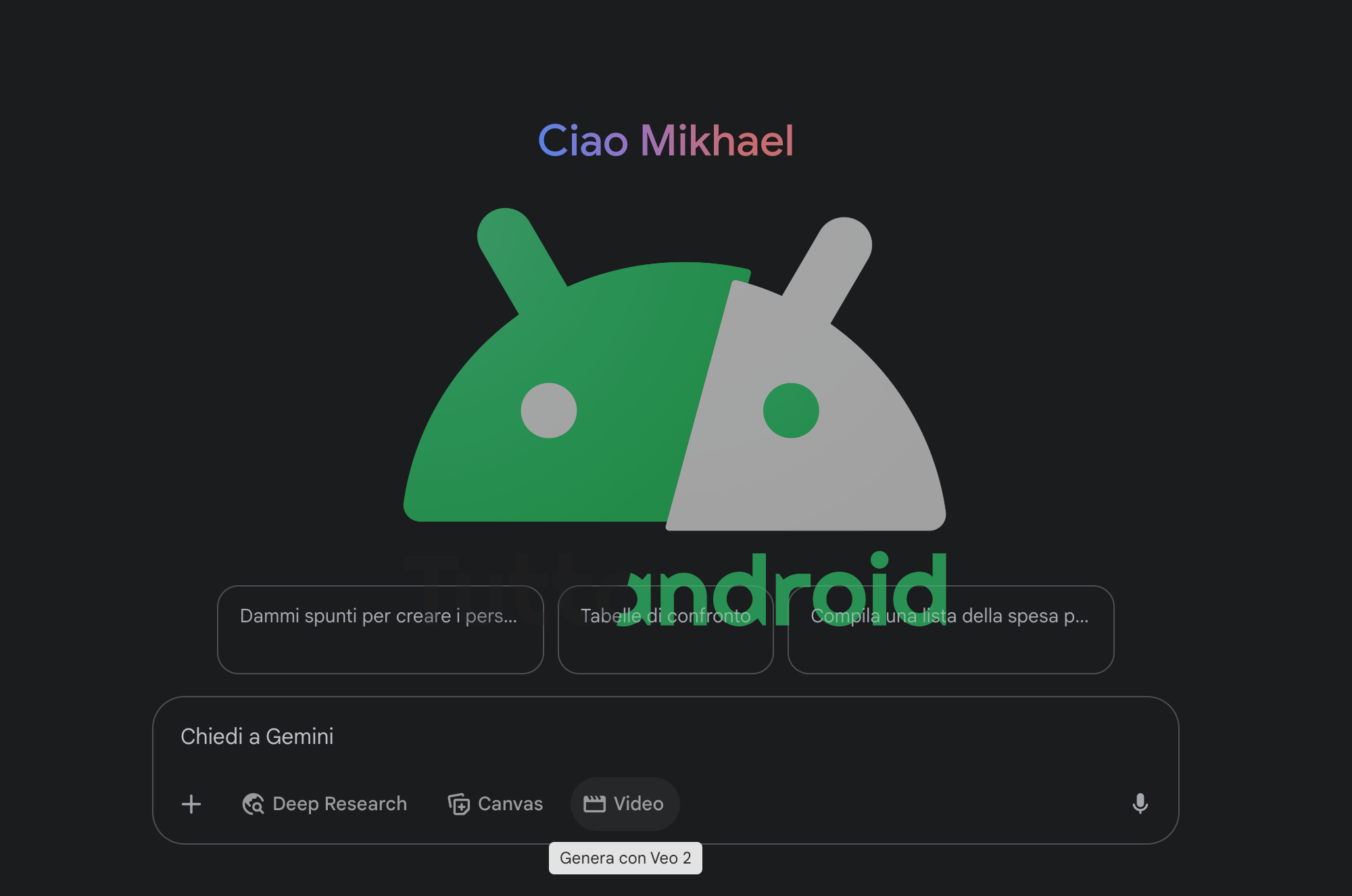 App Web Gemini Advanced - UI Video aggiornata al 16 maggio 2025