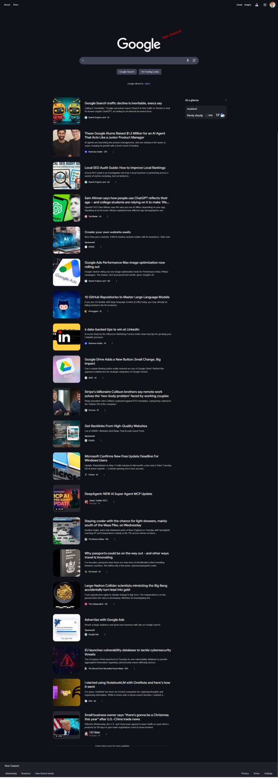 Google Discover feed desktop