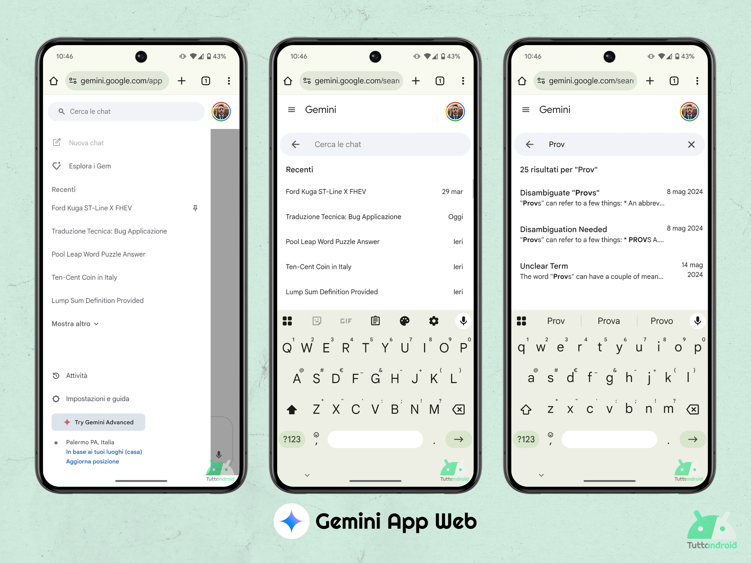 Google Gemini - App Web mobile - Cerca le chat