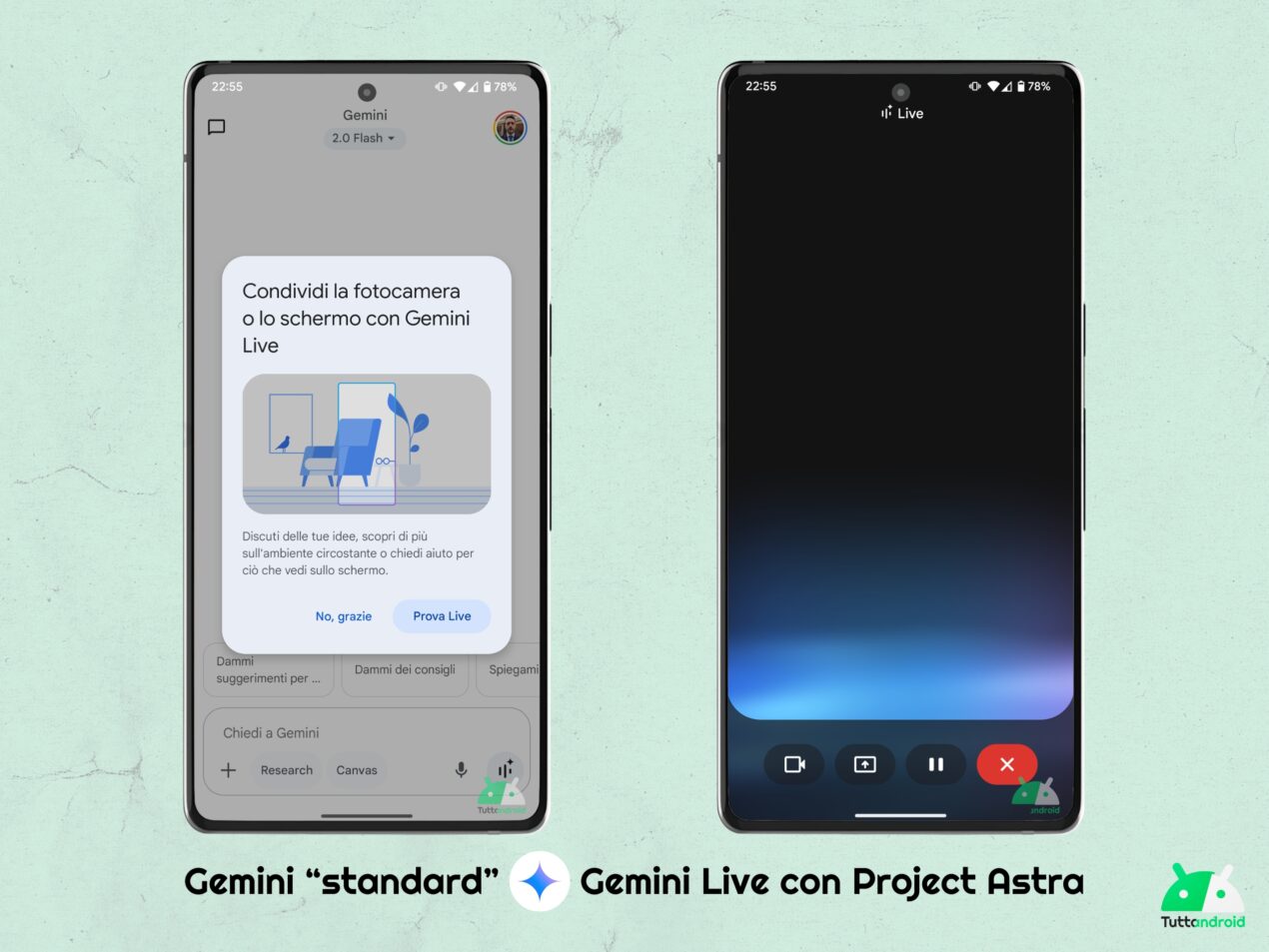 Gemini Live si espande: fotocamera e condivisione schermo ora disponibili per tutti