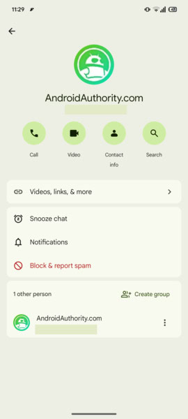 Google Messaggi v20250427 beta - Etichette pulsanti profilo