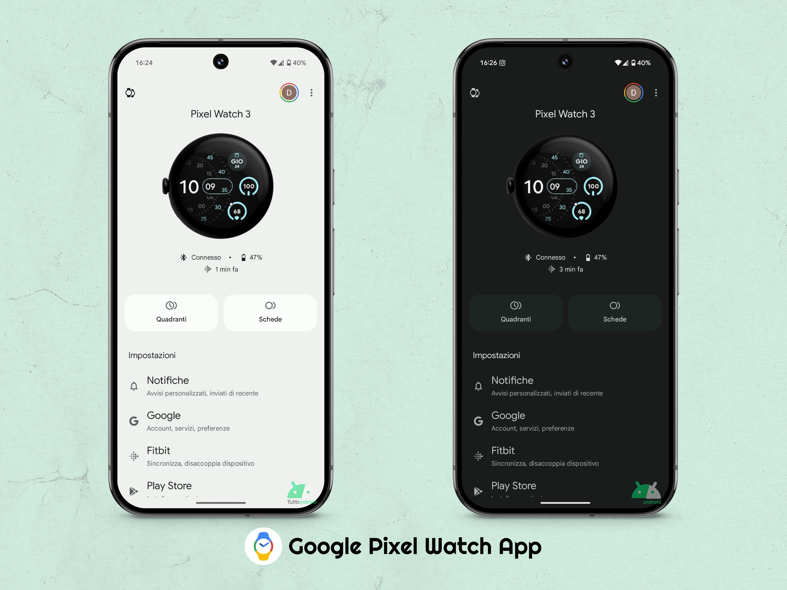 Google Pixel Watch App - supporto tema chiaro