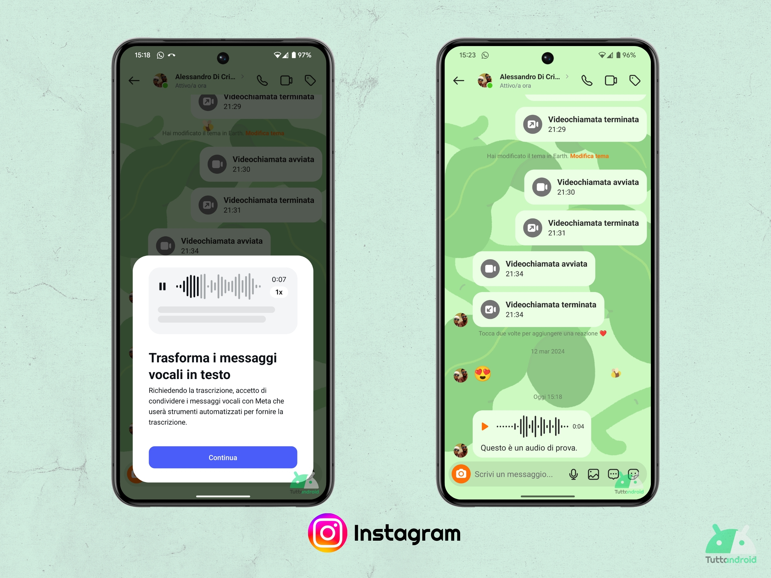 Instagram - Trascrizione messaggi vocali