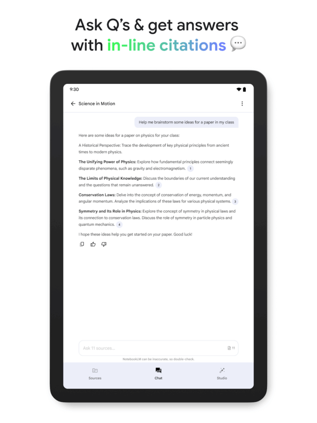 Google NotebookLM su tablet Android