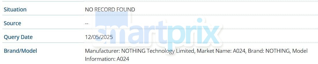 Nothing Phone (3) - passaggio database GSM codice prodotto A024