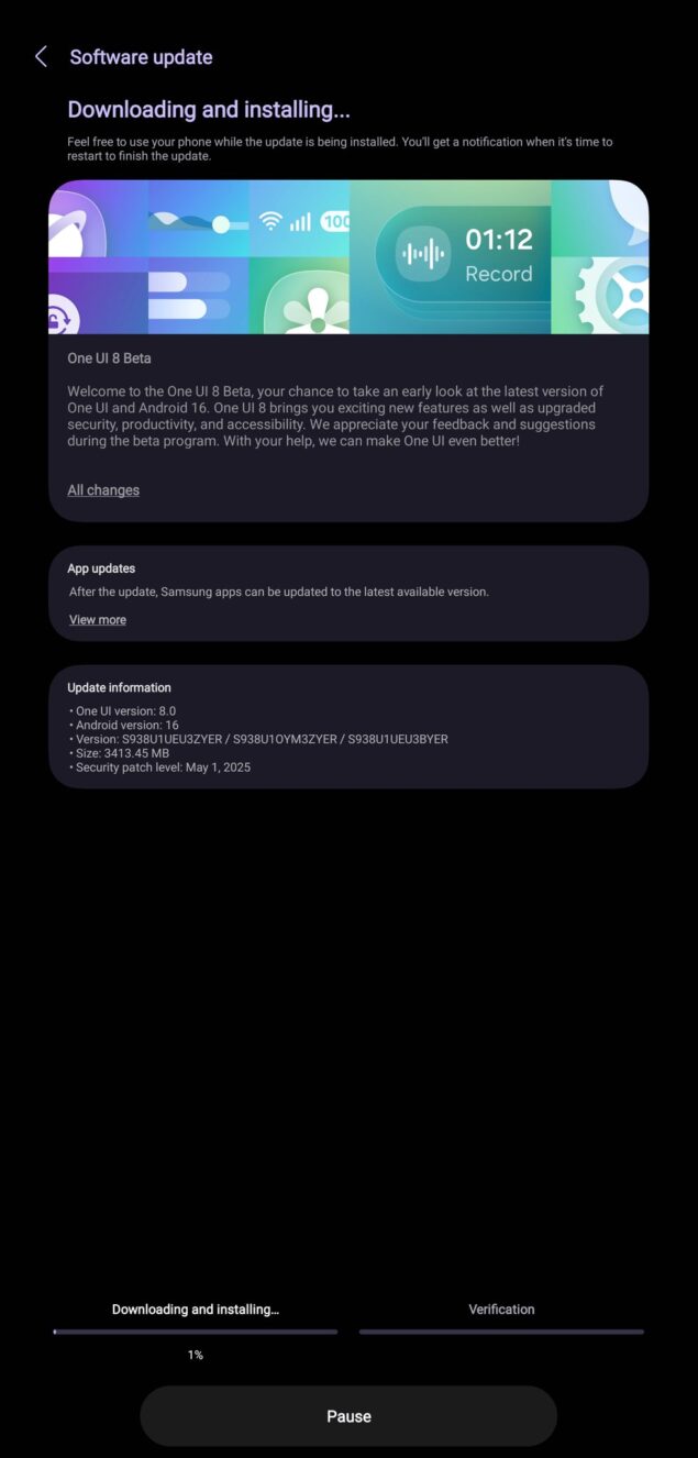 One UI 8 beta sui Samsung Galaxy S25