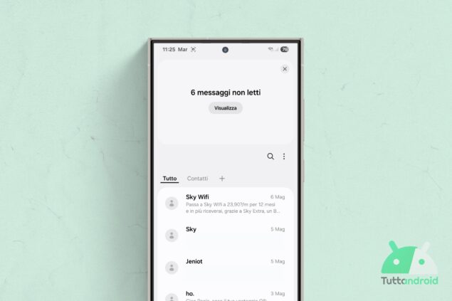 Samsung Messaggi - versione One UI 7 - visual Hero