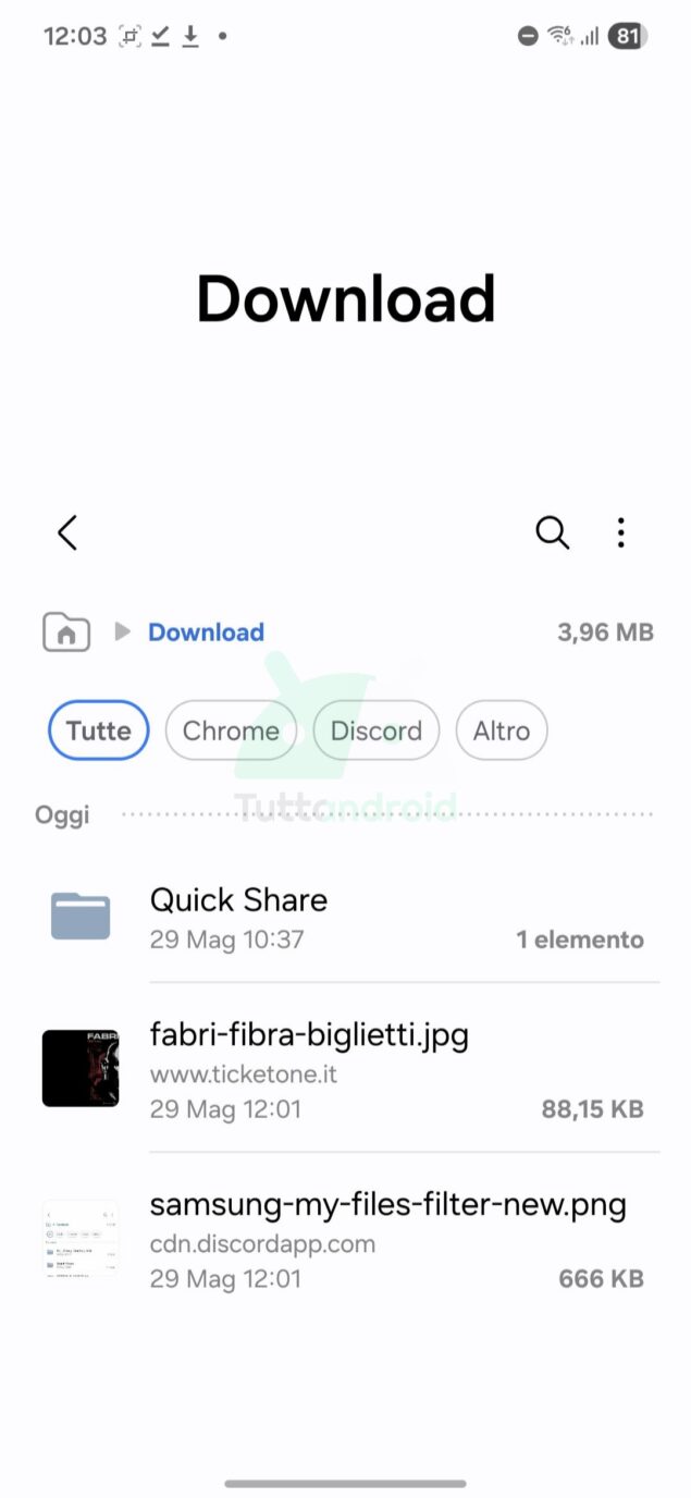 ricerca download Archivio con One UI 8
