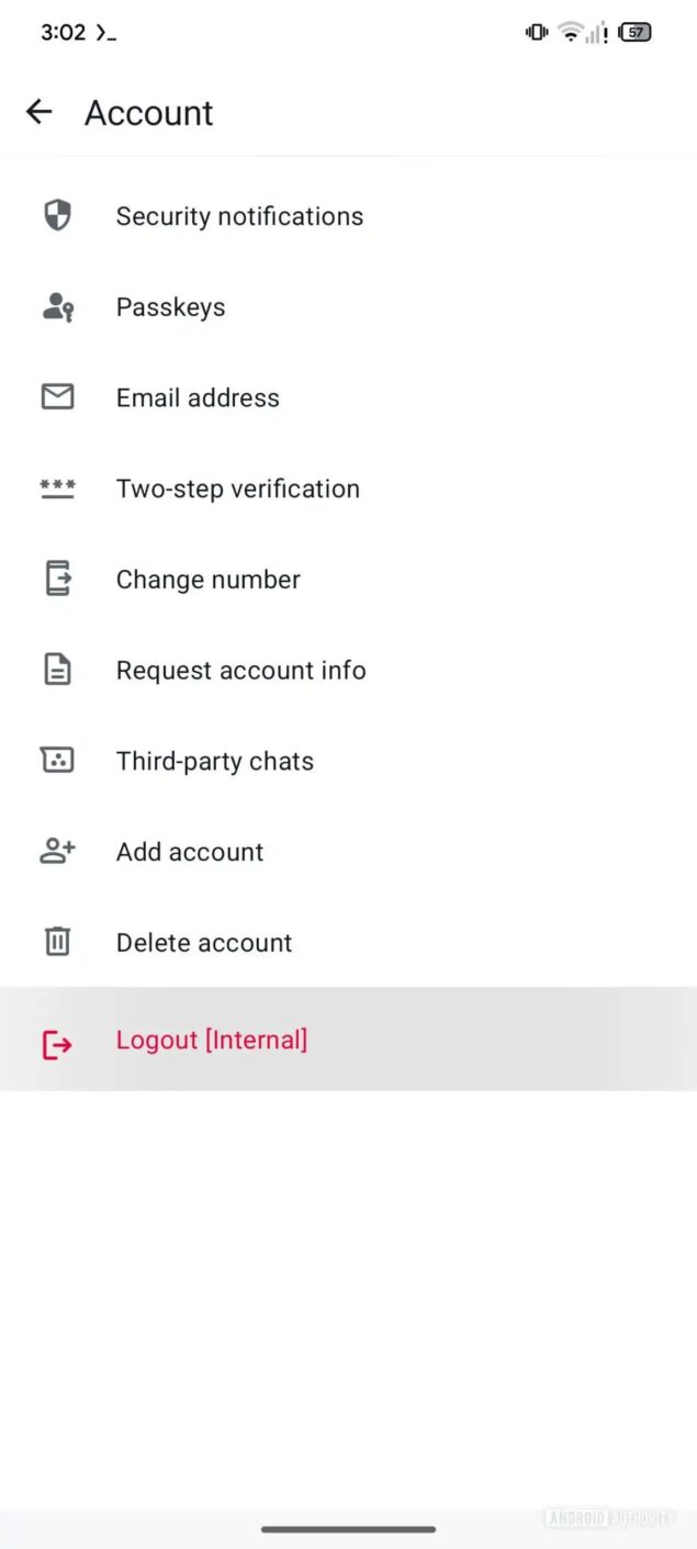 tasto logout su WhatsApp
