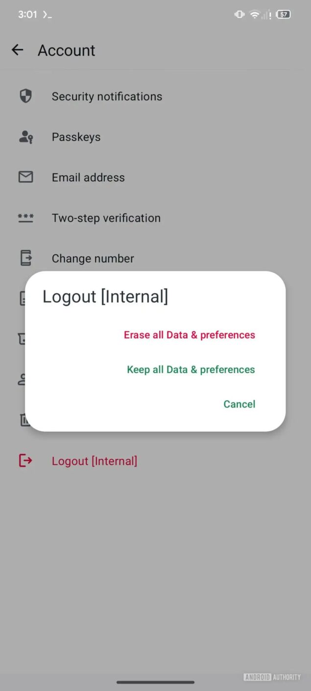 tasto logout su WhatsApp