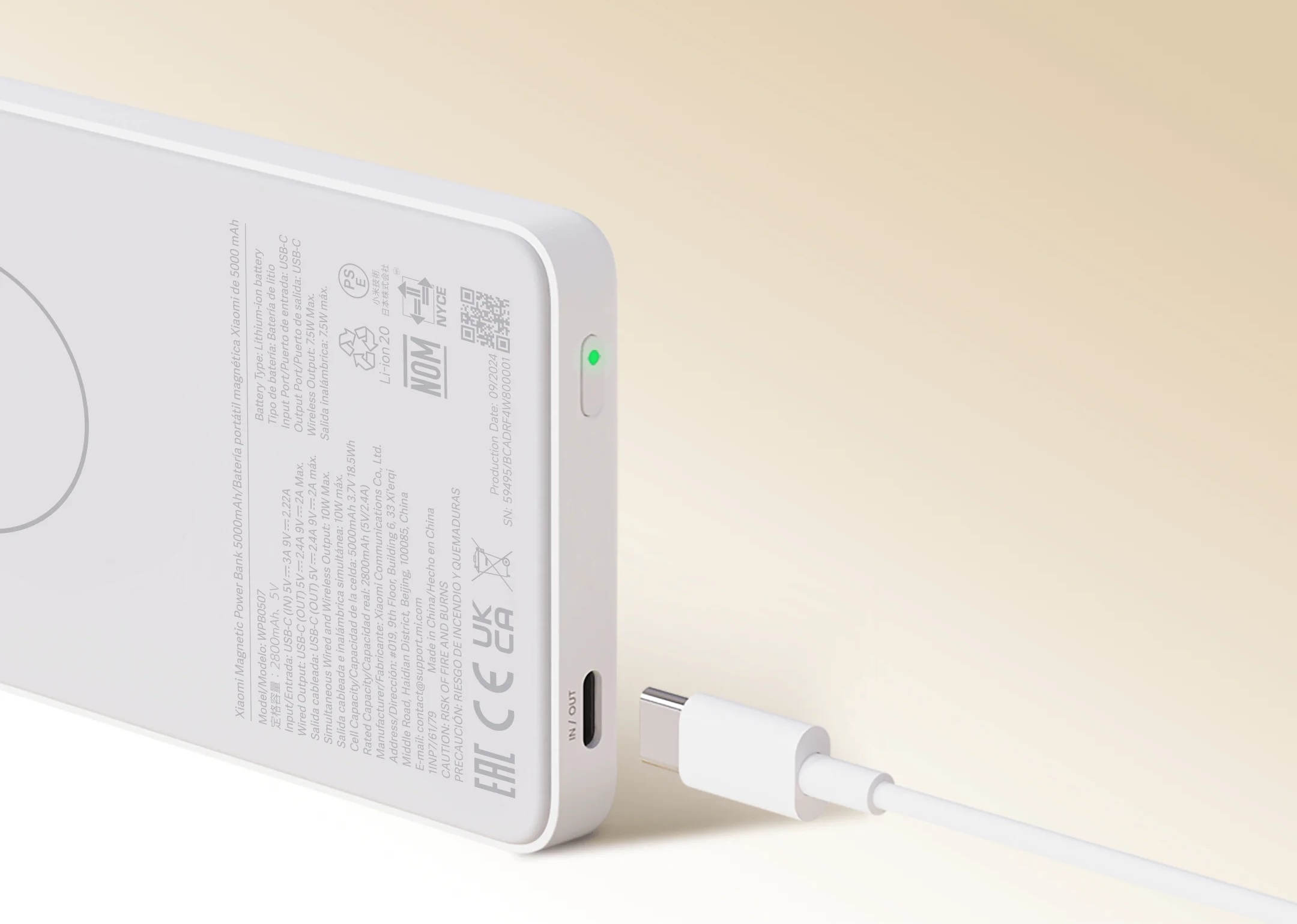 Xiaomi Magnetic Power Bank 5000mAh - porta USB-C