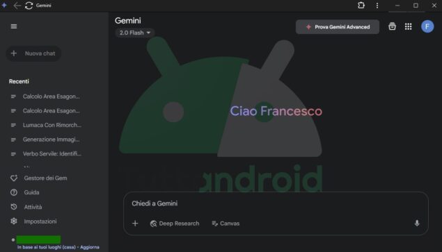 google gemini web pannello laterale vecchio