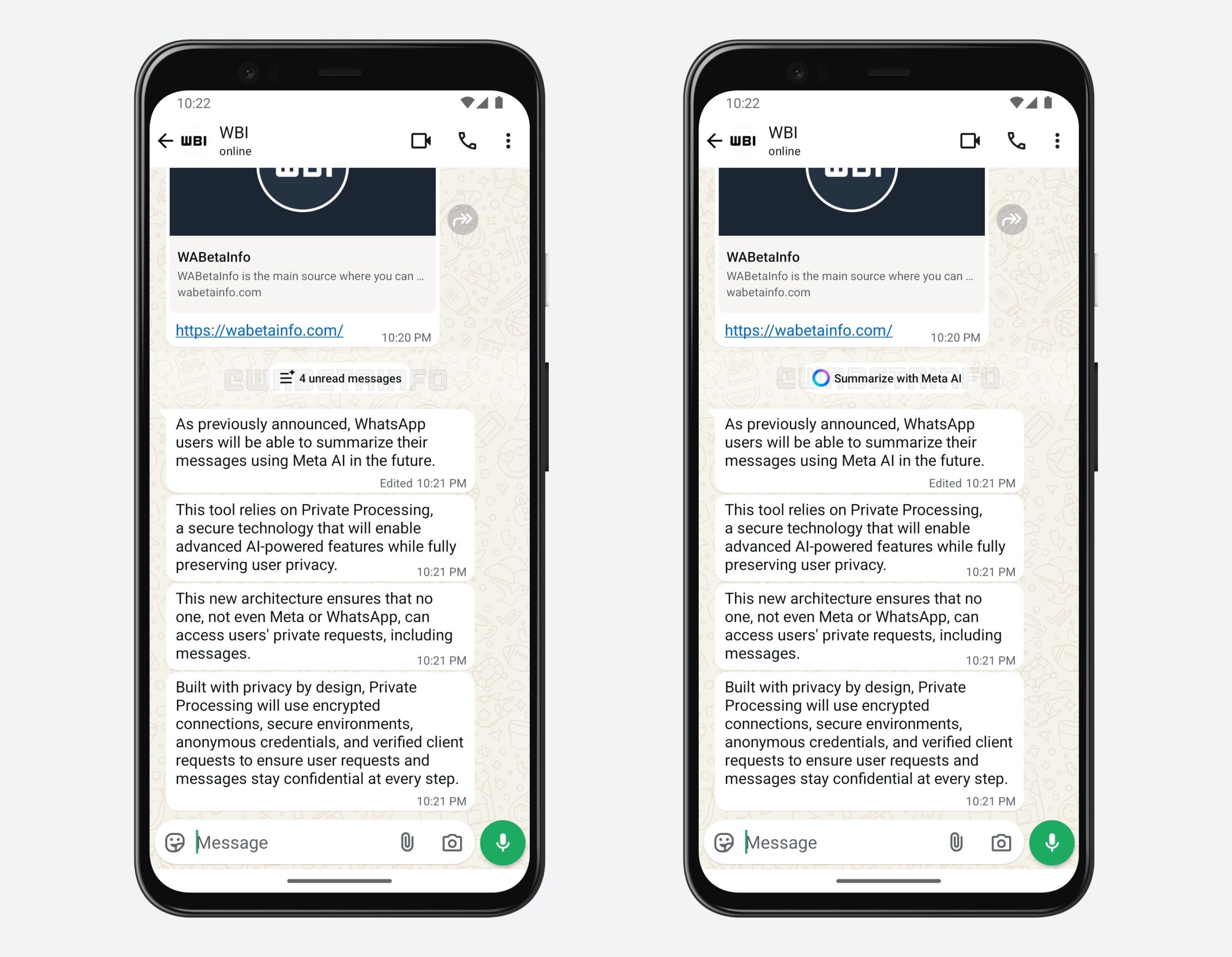 whatsapp beta riepilogo messaggi meta ai