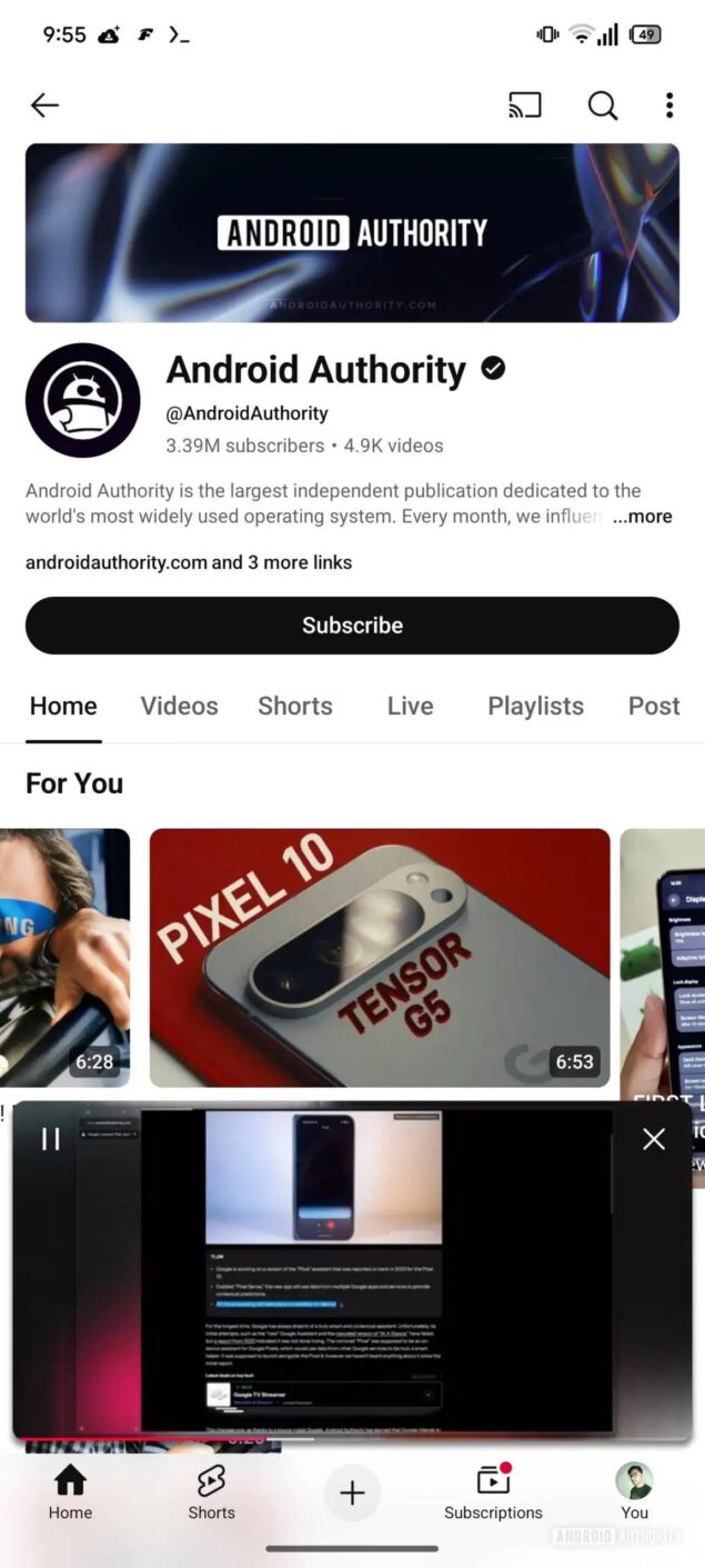 youtube mini player