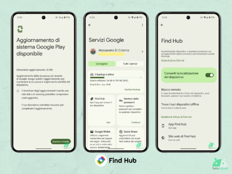 Aggiornamento di Sistema Google Play - Find Hub nei Servizi Google