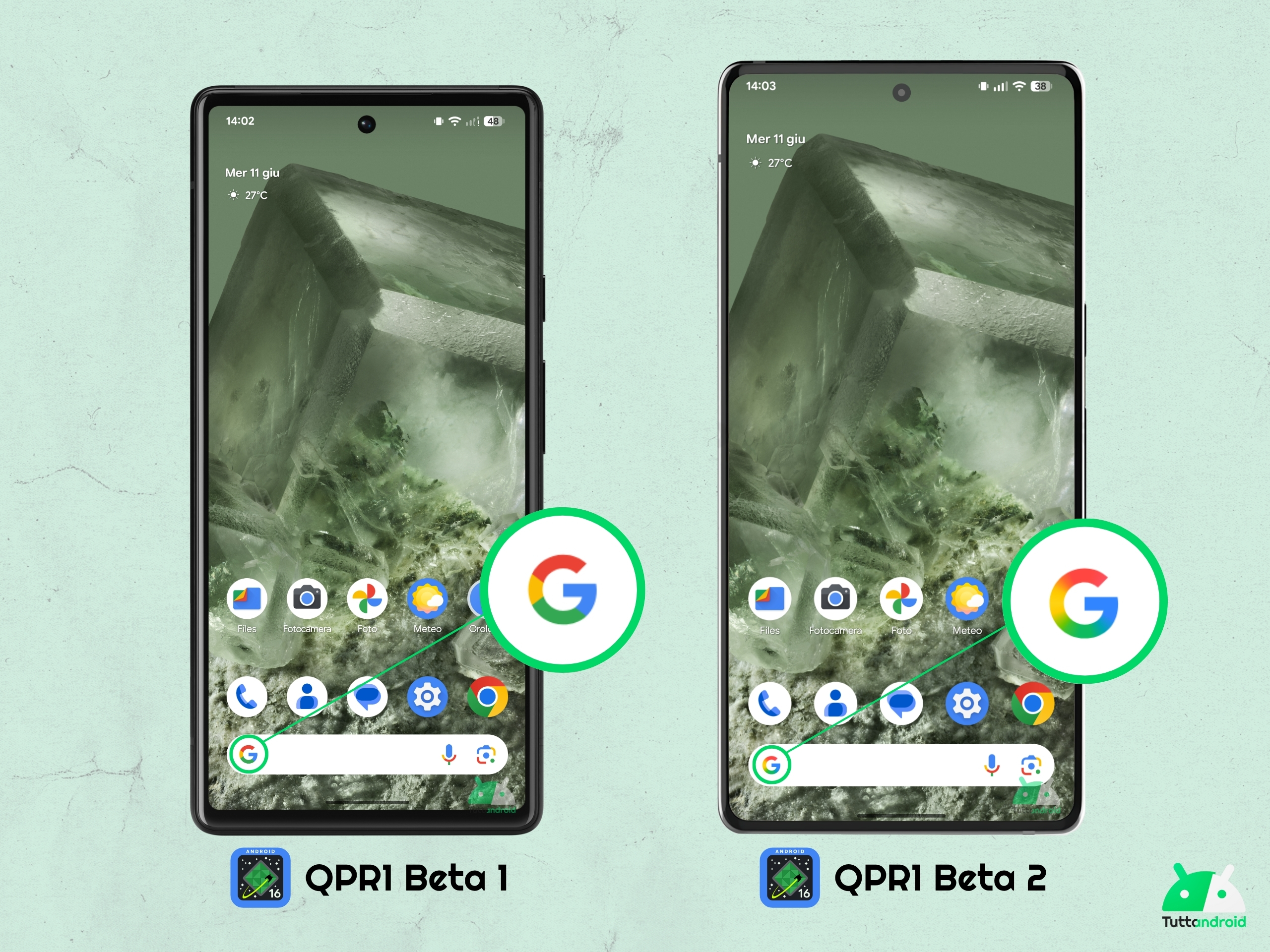 Android 16 QPR1 - Beta 2 - Pixel Launcher - Big G sfumata