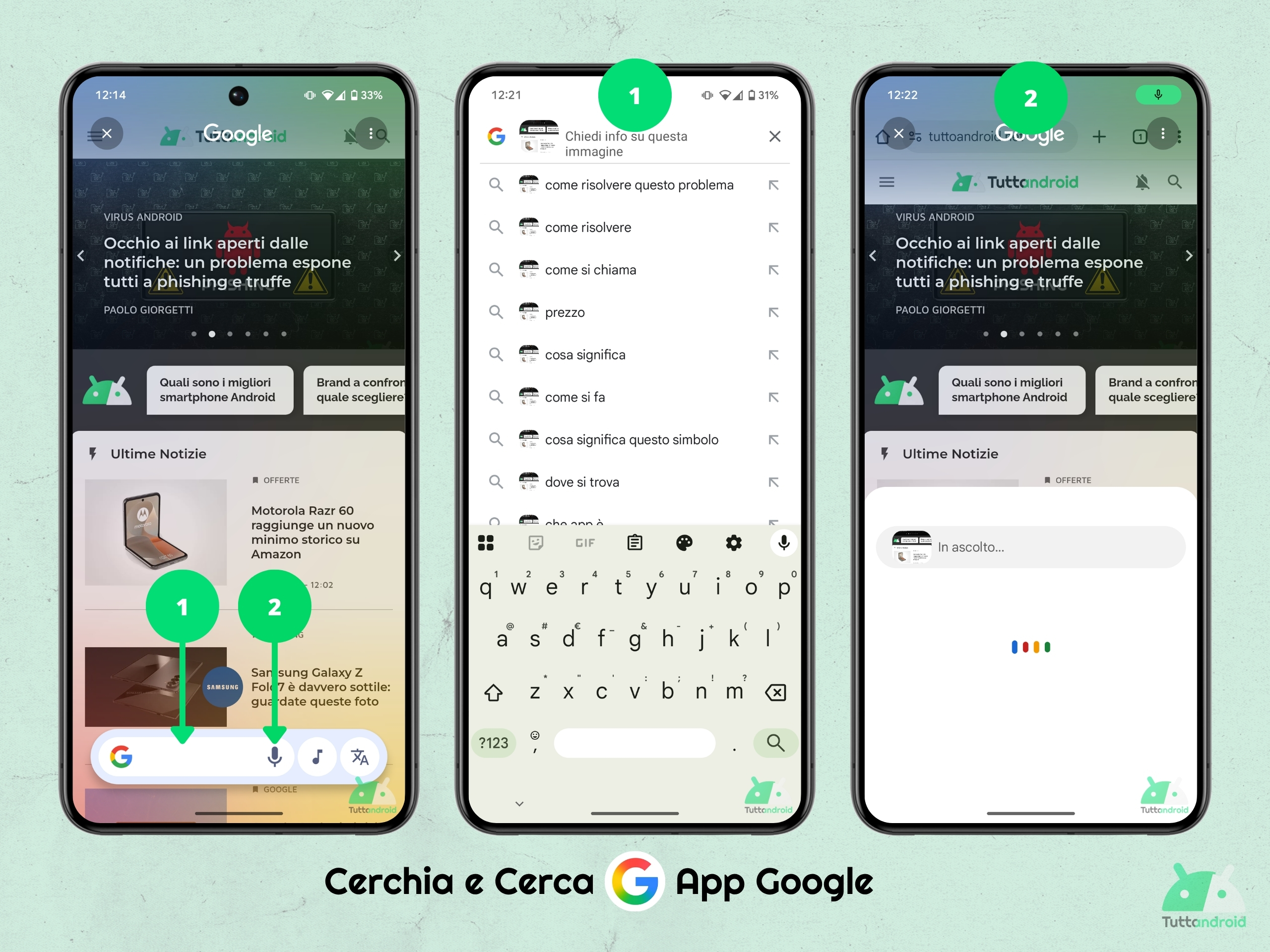 App Google - Cerchia e Cerca - Ricerca testuale o vocale intera schermata