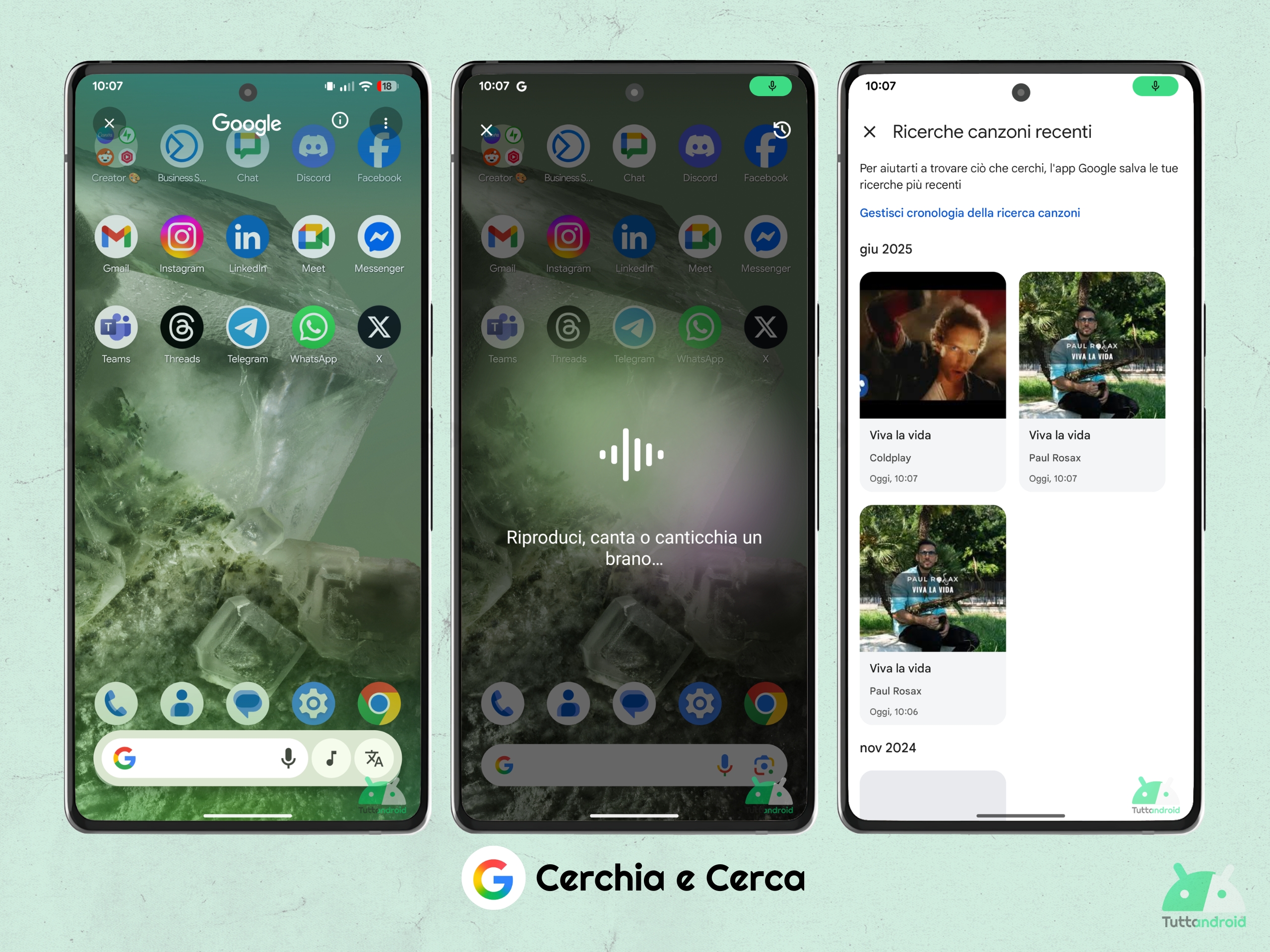 App Google v16.22.44 beta - Cerchia e Cerca - Cronologia canzoni