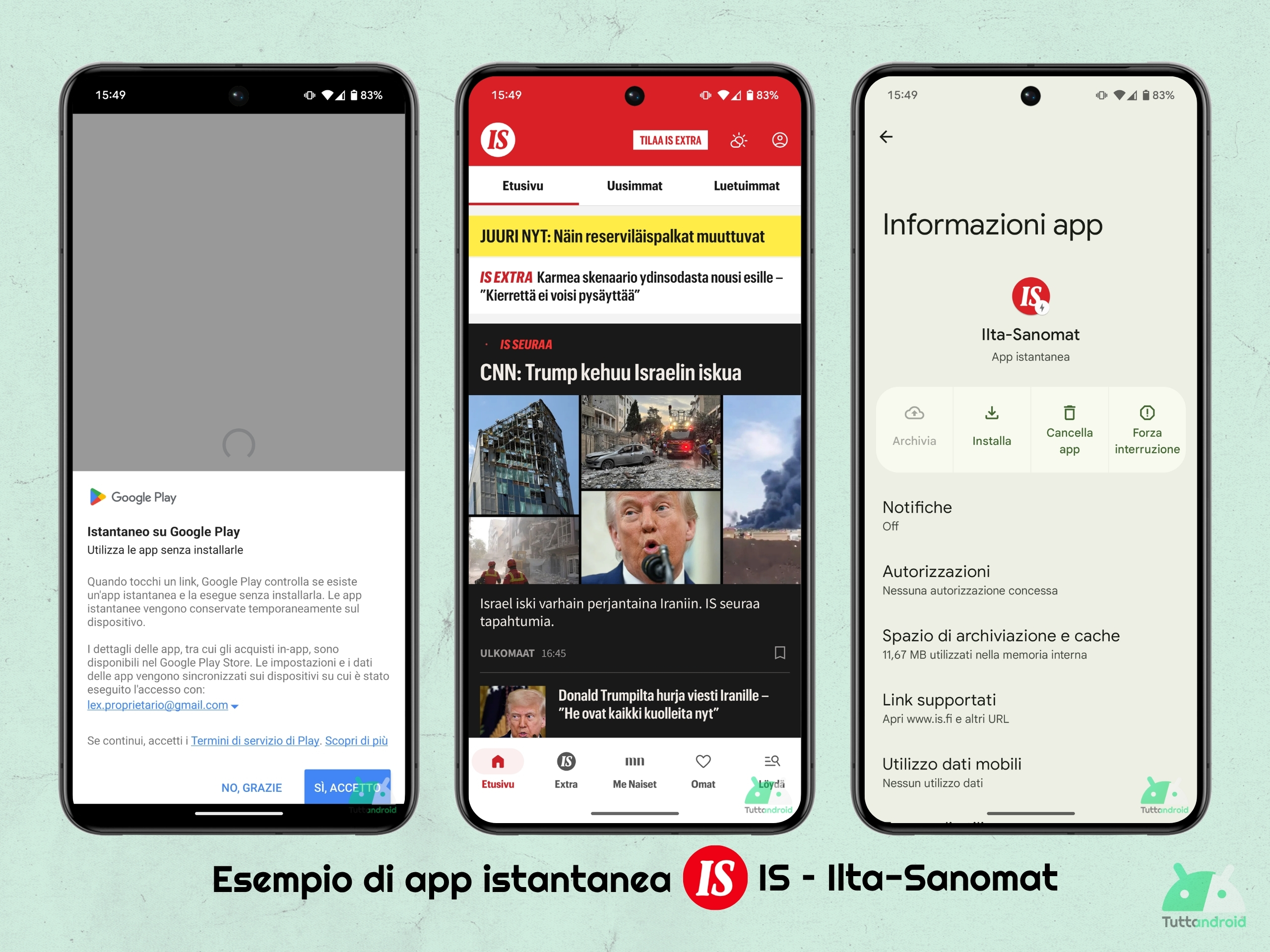 Esempio di app istantanea - Istantaneo su Google Play - IS - Ilta-Sanomat