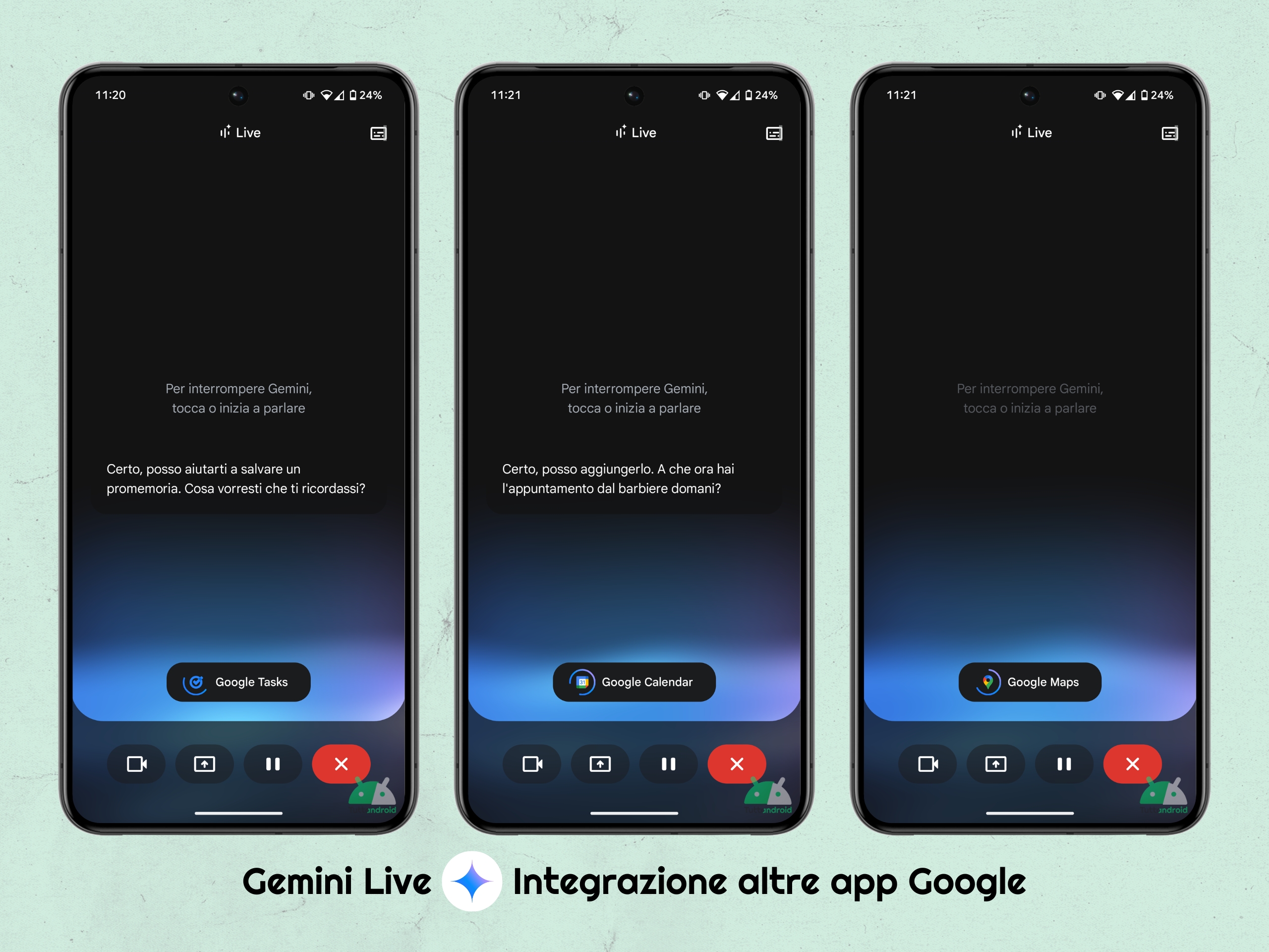 Gemini Live - integrazione con Google Tasks, Calendar e Maps