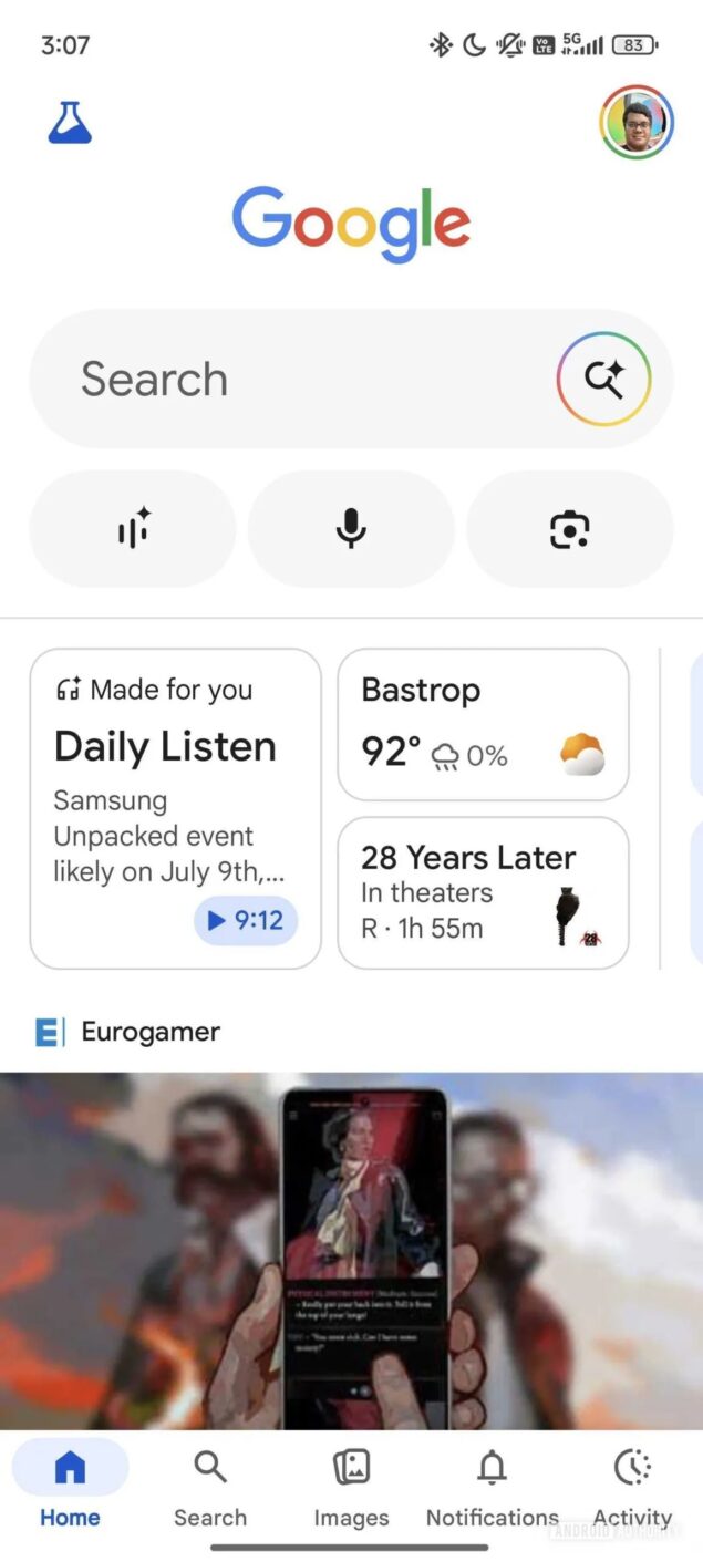 nuova scheda Immagini su App Google