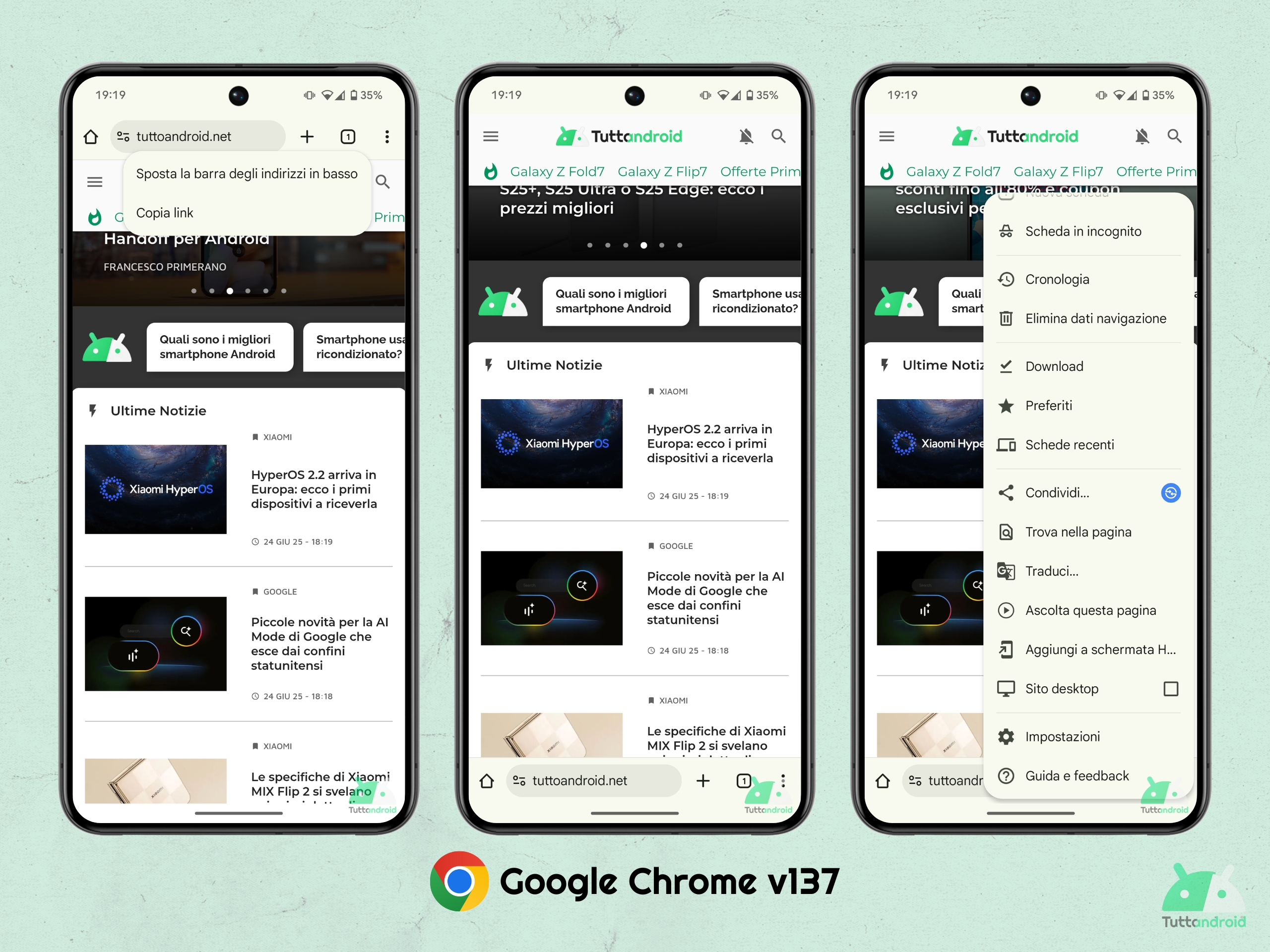 Google Chrome v137 - Barra degli indirizzi in basso