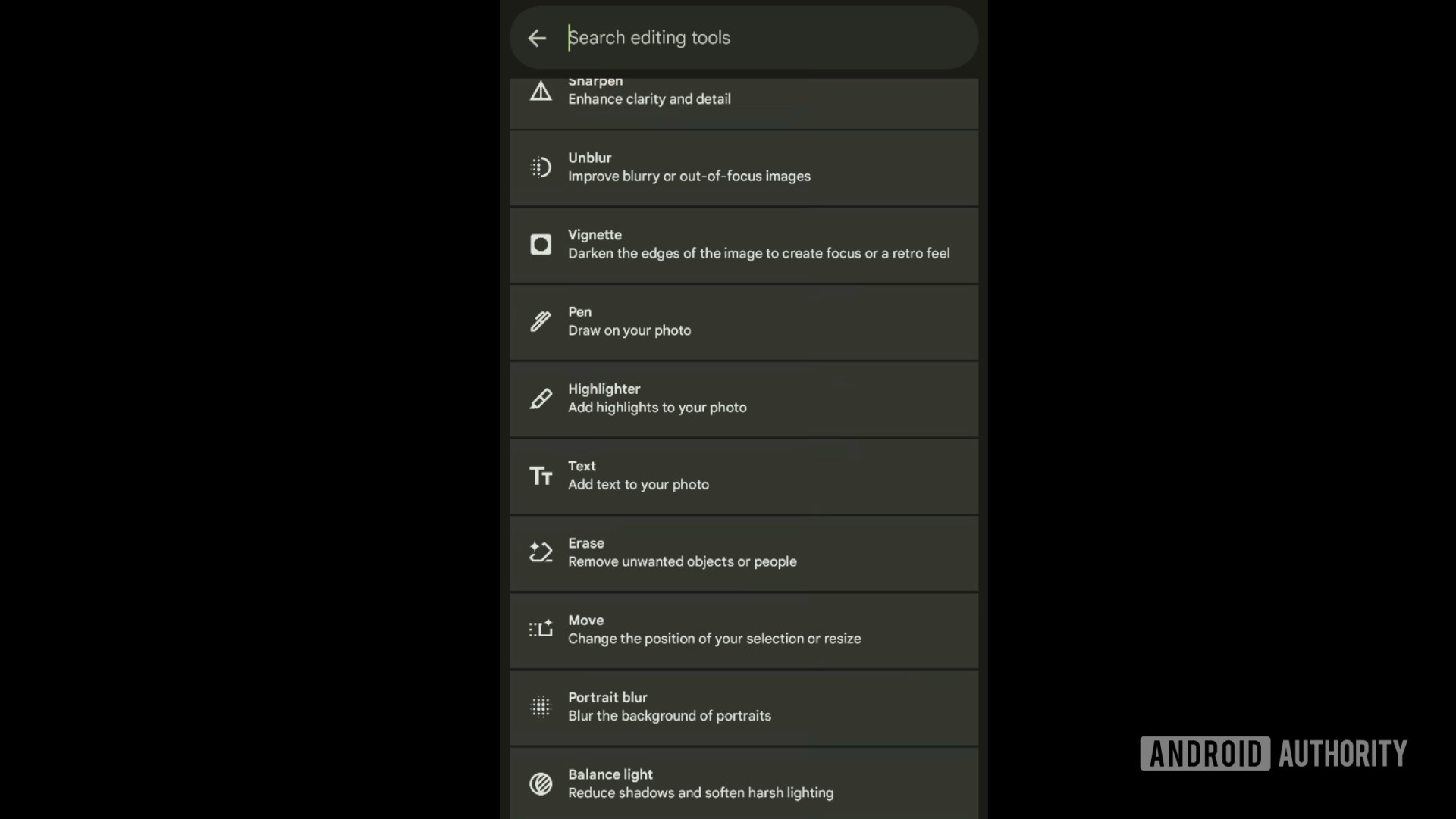Google Foto v7.34 - Nuovo editor - Strumenti AA
