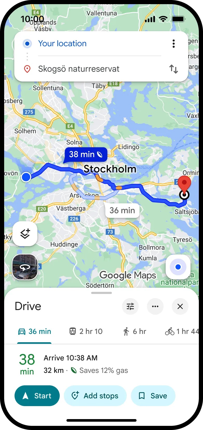 Google Maps - giugno 2025 - Spostamenti più ecologici in Europa