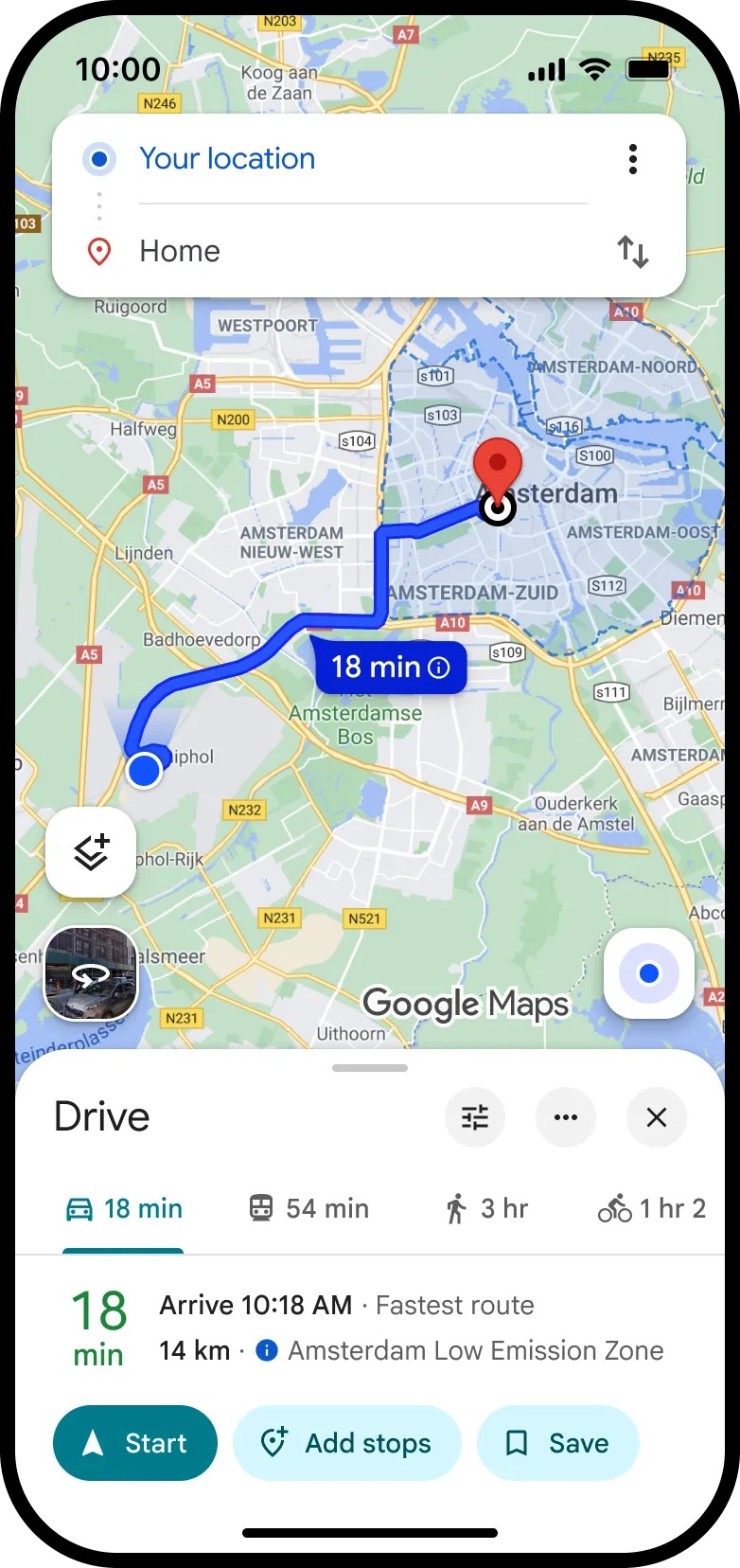 Google Maps - giugno 2025 - zone a basse emissioni e ZTL