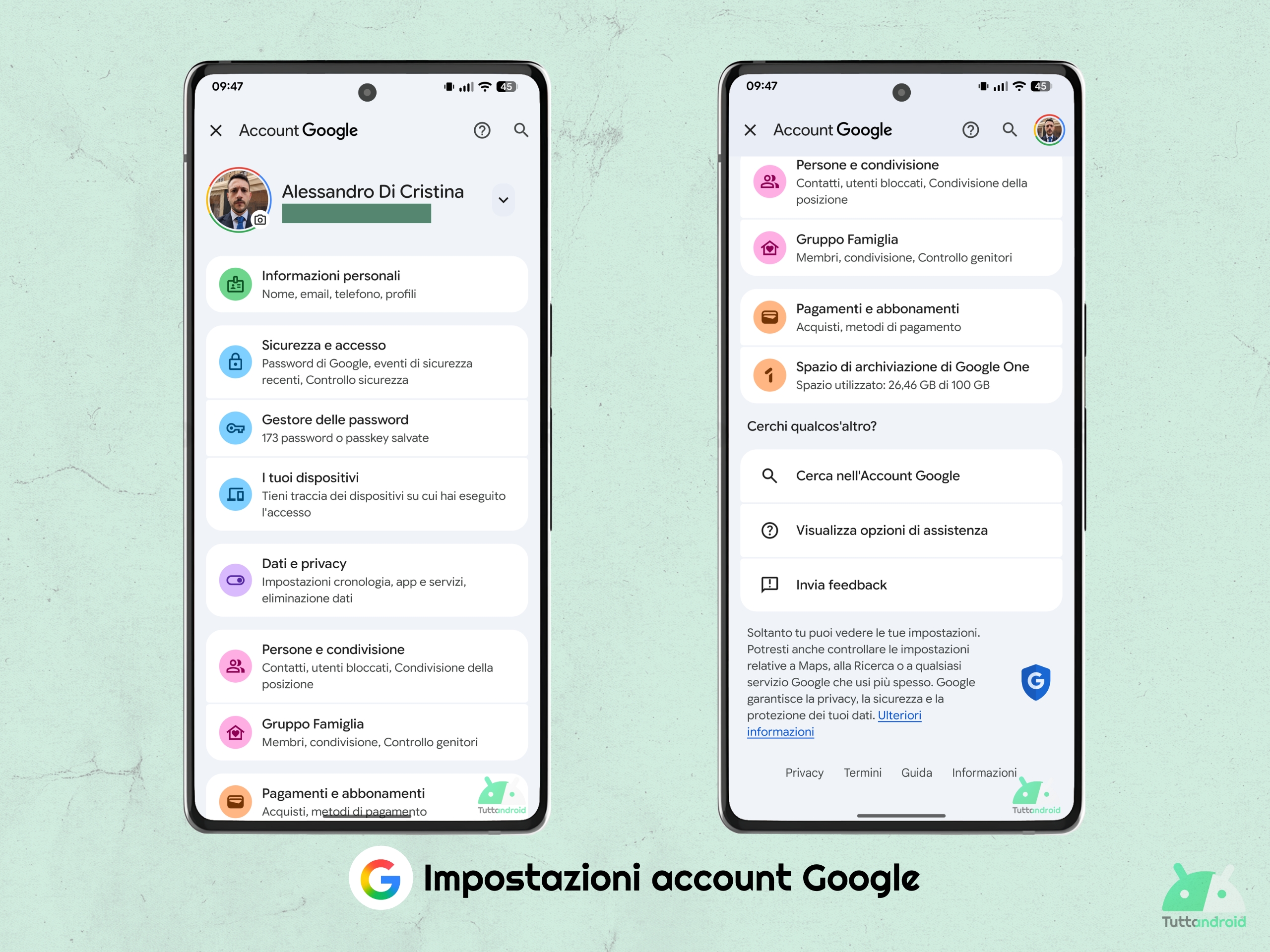 Google Play Services - Android 16 QPR1 - Impostazioni account Google M3E