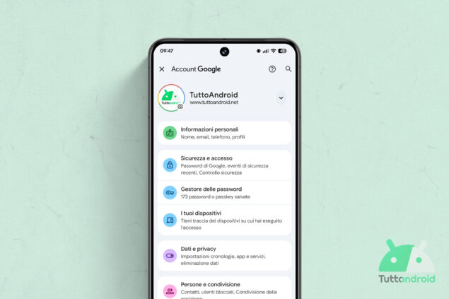 Google Play Services - Impostazioni Account Google M3E visual 2025