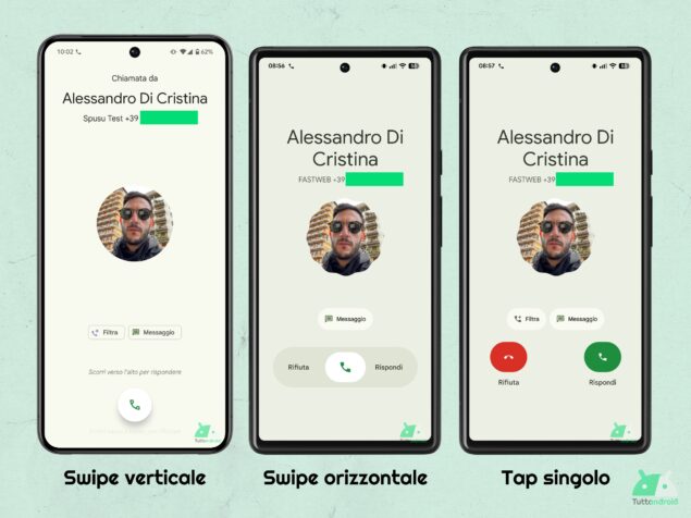 Google Telefono v180 publicbeta - UI M3E - chiamata in arrivo