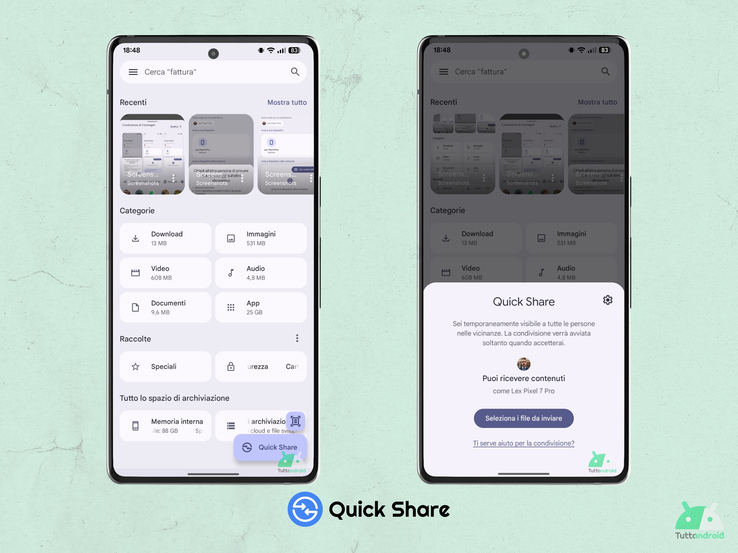 Quick Share TAG - ricezione di file