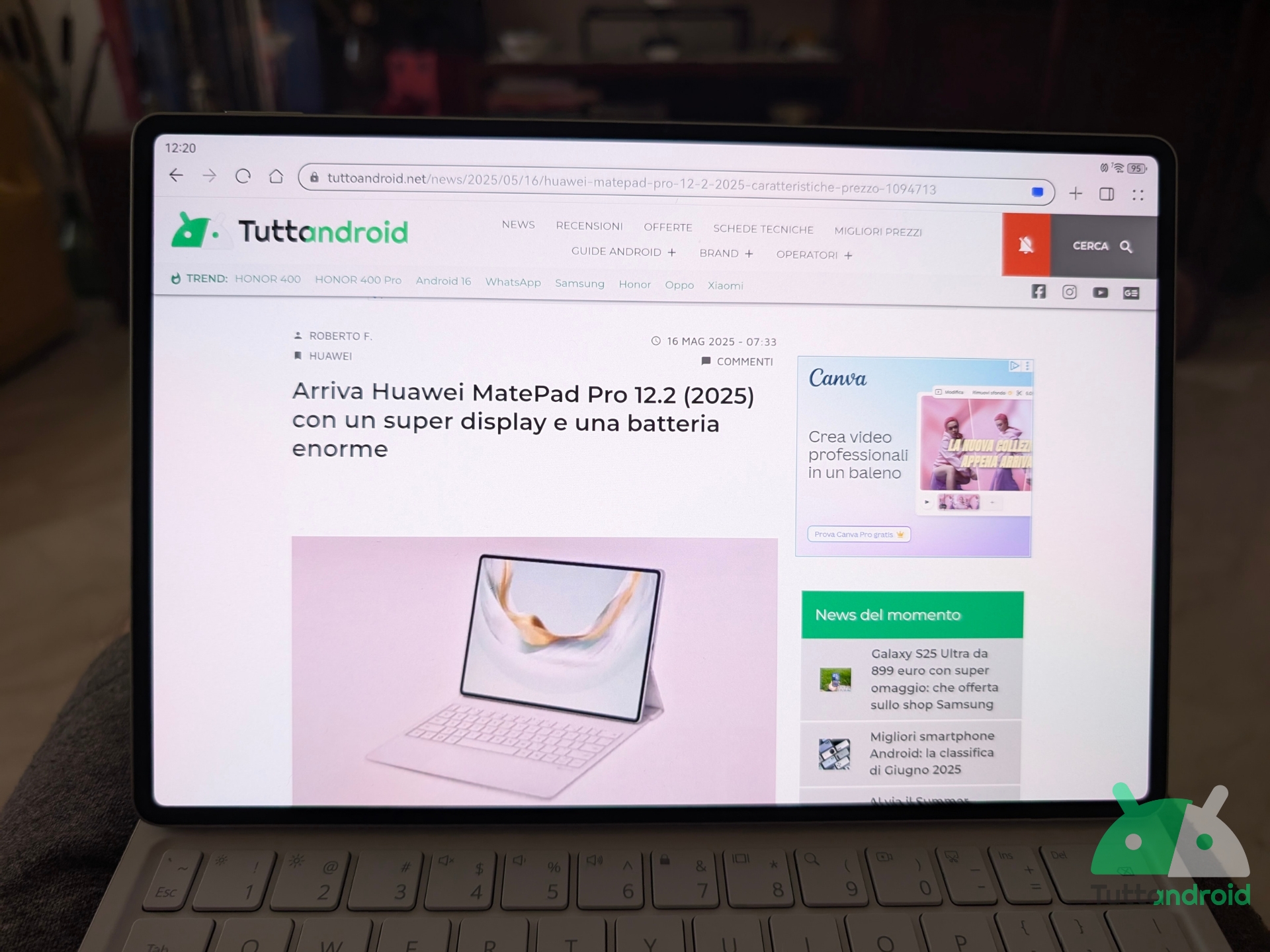Recensione HUAWEI MatePad Pro 12.2 (2025) PaperMatte Edition - display